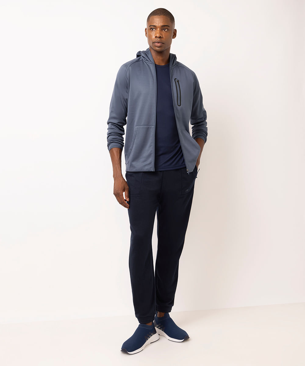 calça jogger masculina esportiva de moletom azul