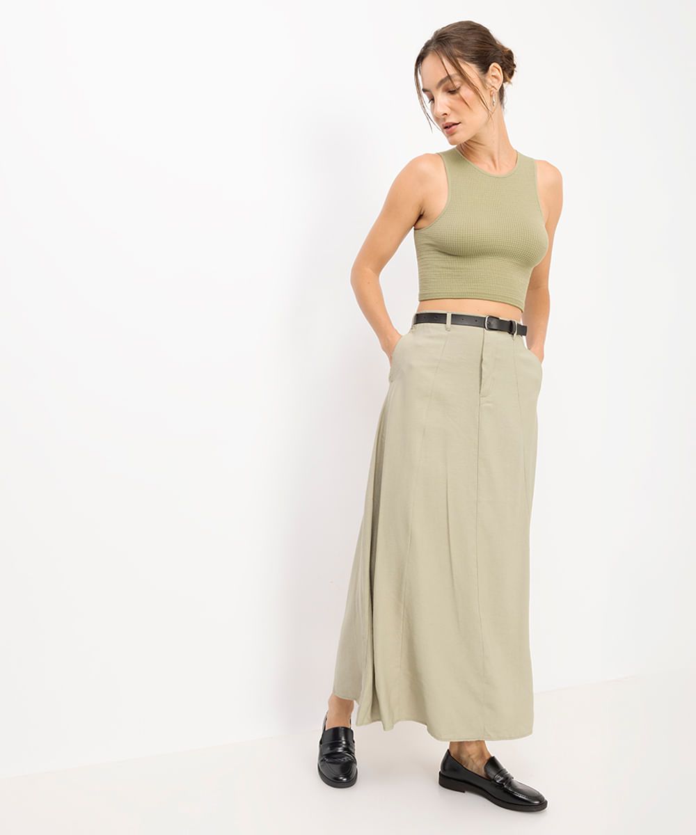cropped básico feminino texturizado verde