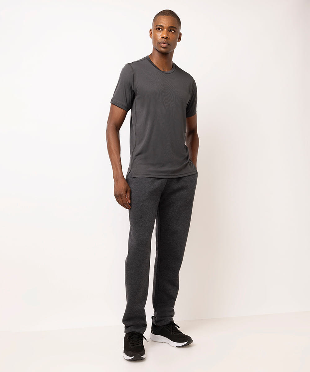 calça masculina esportiva de moletom cinza