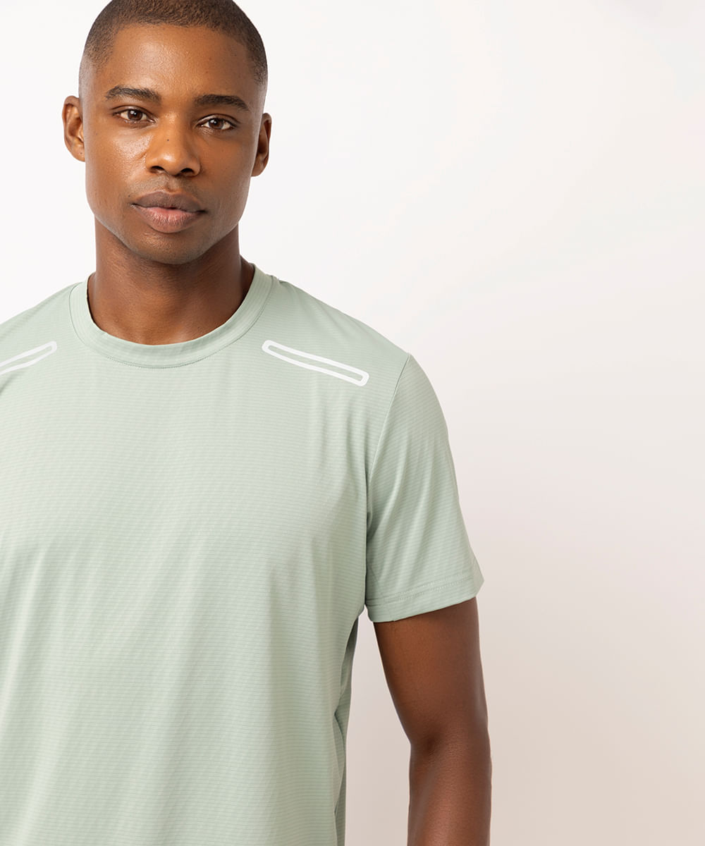 camiseta masculina esportiva texturizada verde