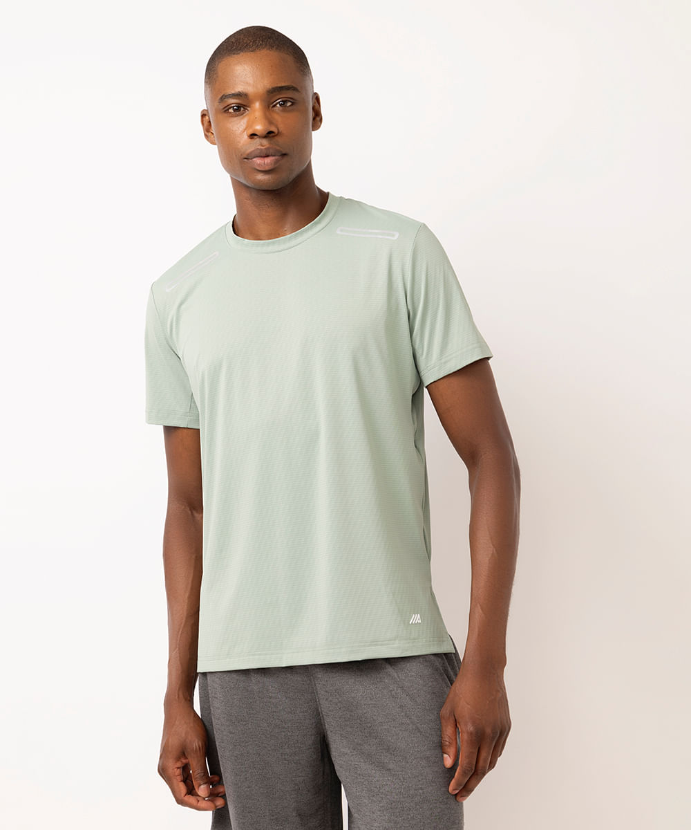 camiseta masculina esportiva texturizada verde