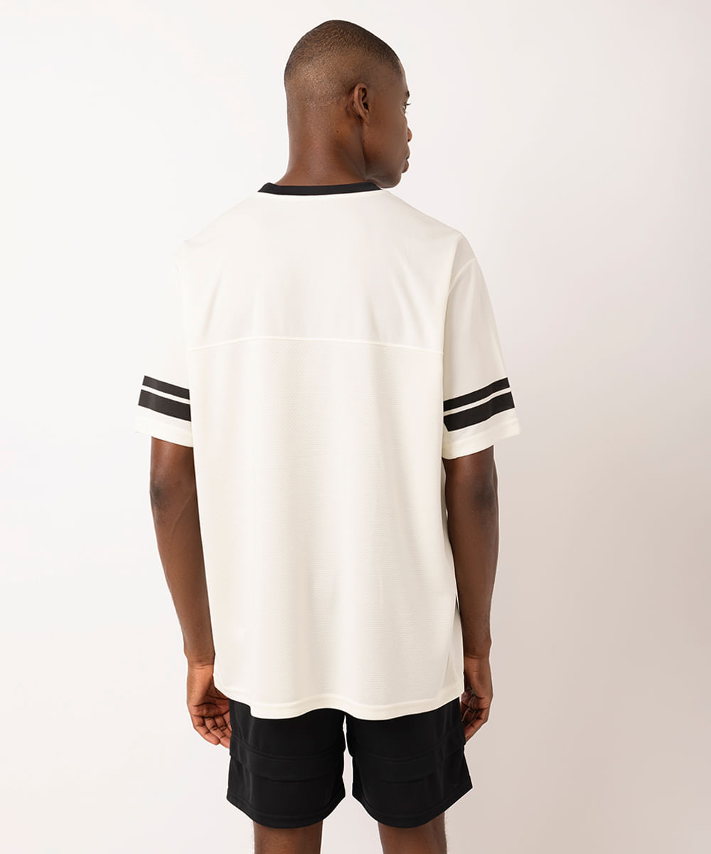 camiseta basquete masculina oversized esportiva bege