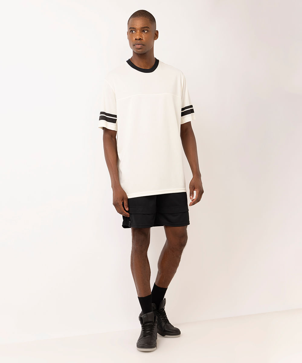 camiseta basquete masculina oversized esportiva bege