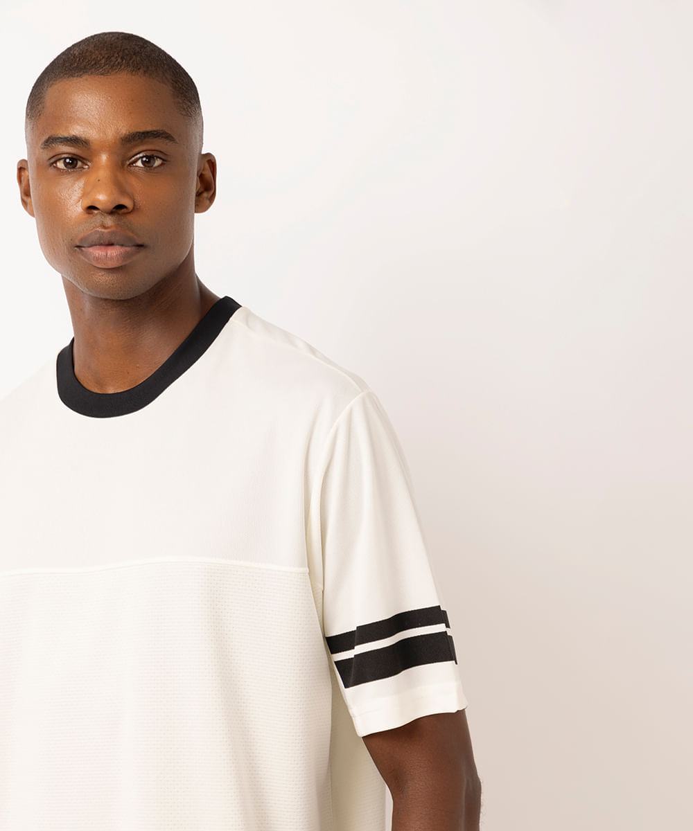 camiseta basquete masculina oversized esportiva bege