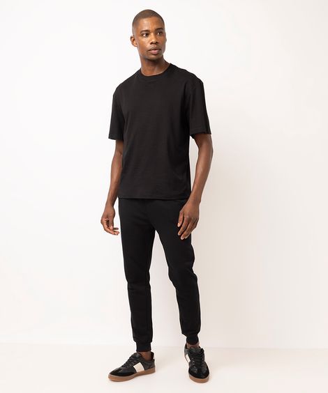 calça jogger masculina de moletom básico preta