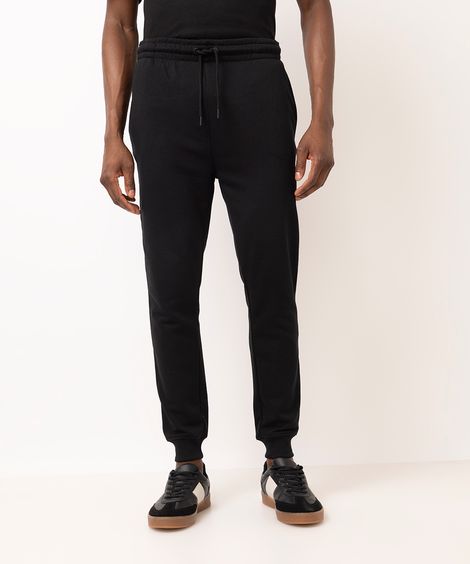 calça jogger masculina de moletom básico preta