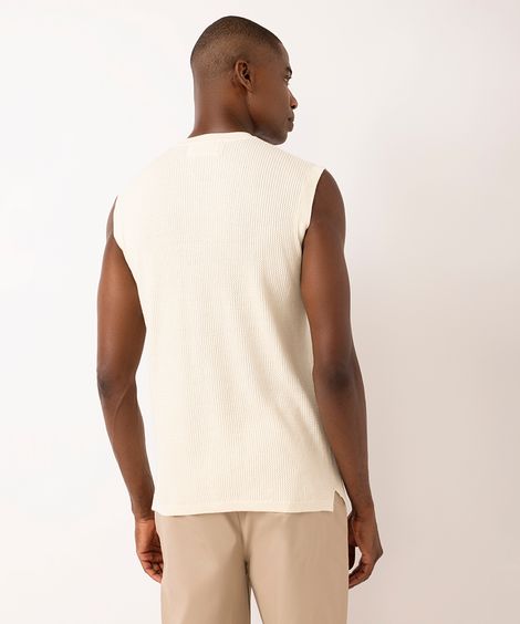 colete masculino de tricot texturizado off white