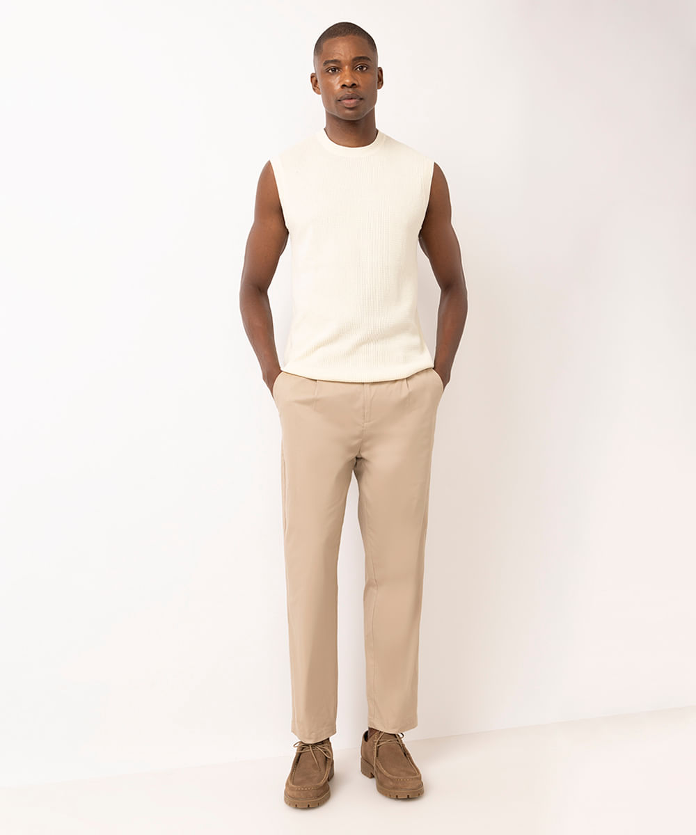 colete masculino de tricot texturizado off white