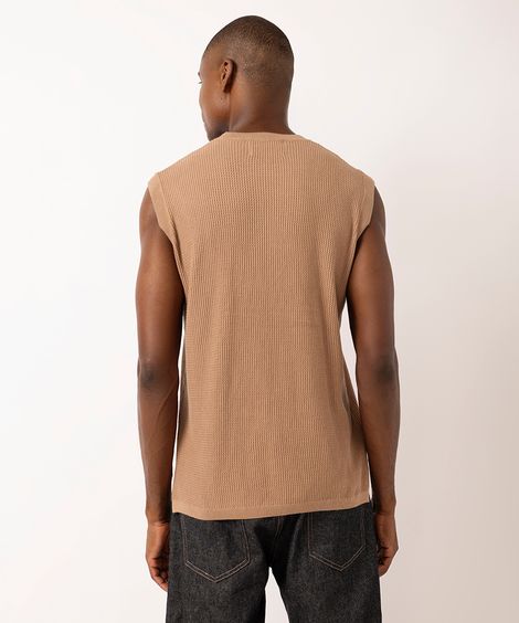 colete masculino de tricot texturizado marrom
