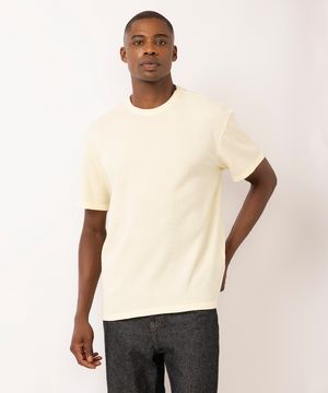 camiseta masculina de algodão texturizada amarela