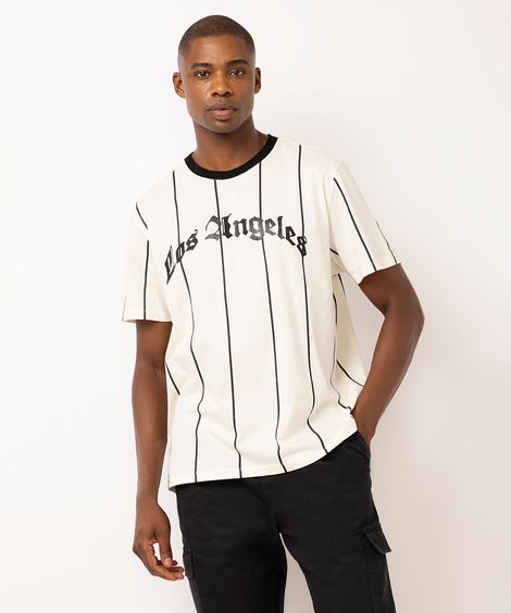 camiseta comfort masculina listrada los angeles off white