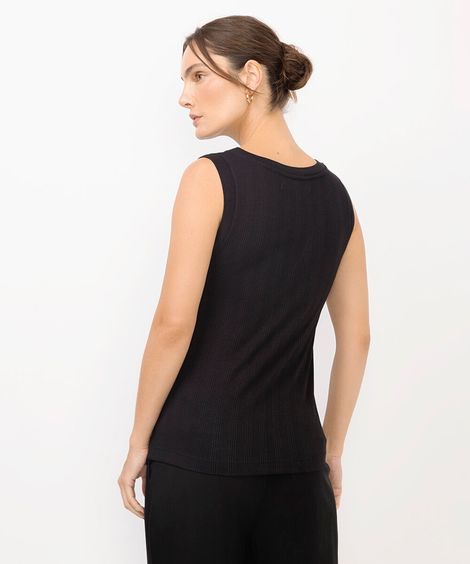 regata feminina de viscose canelada preta