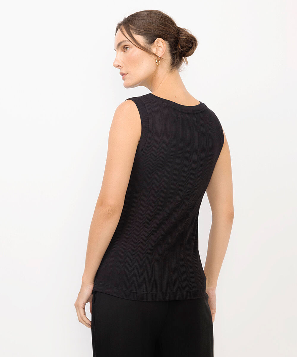 regata feminina de viscose canelada preta
