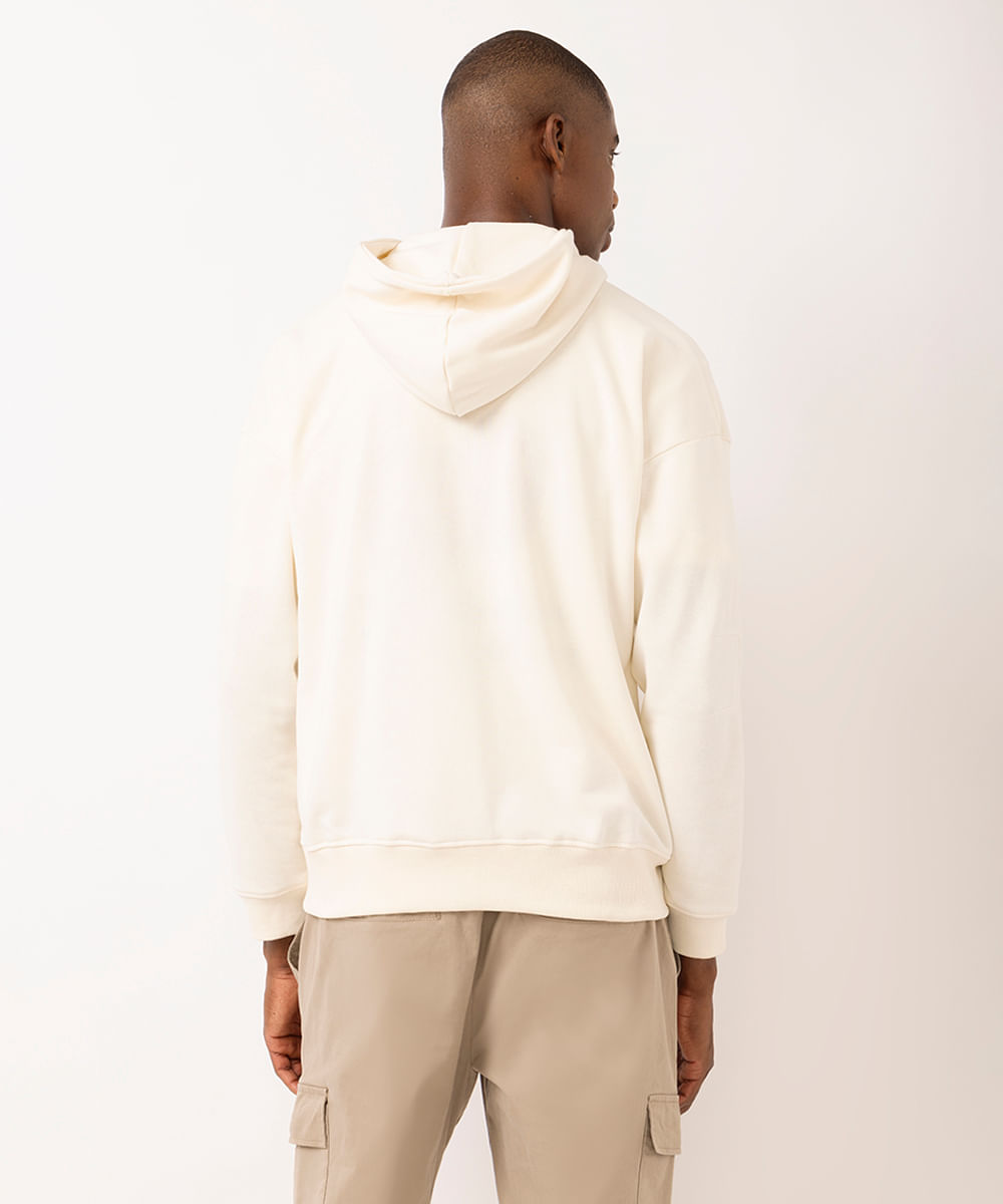 jaqueta masculina de moletom com capuz off white