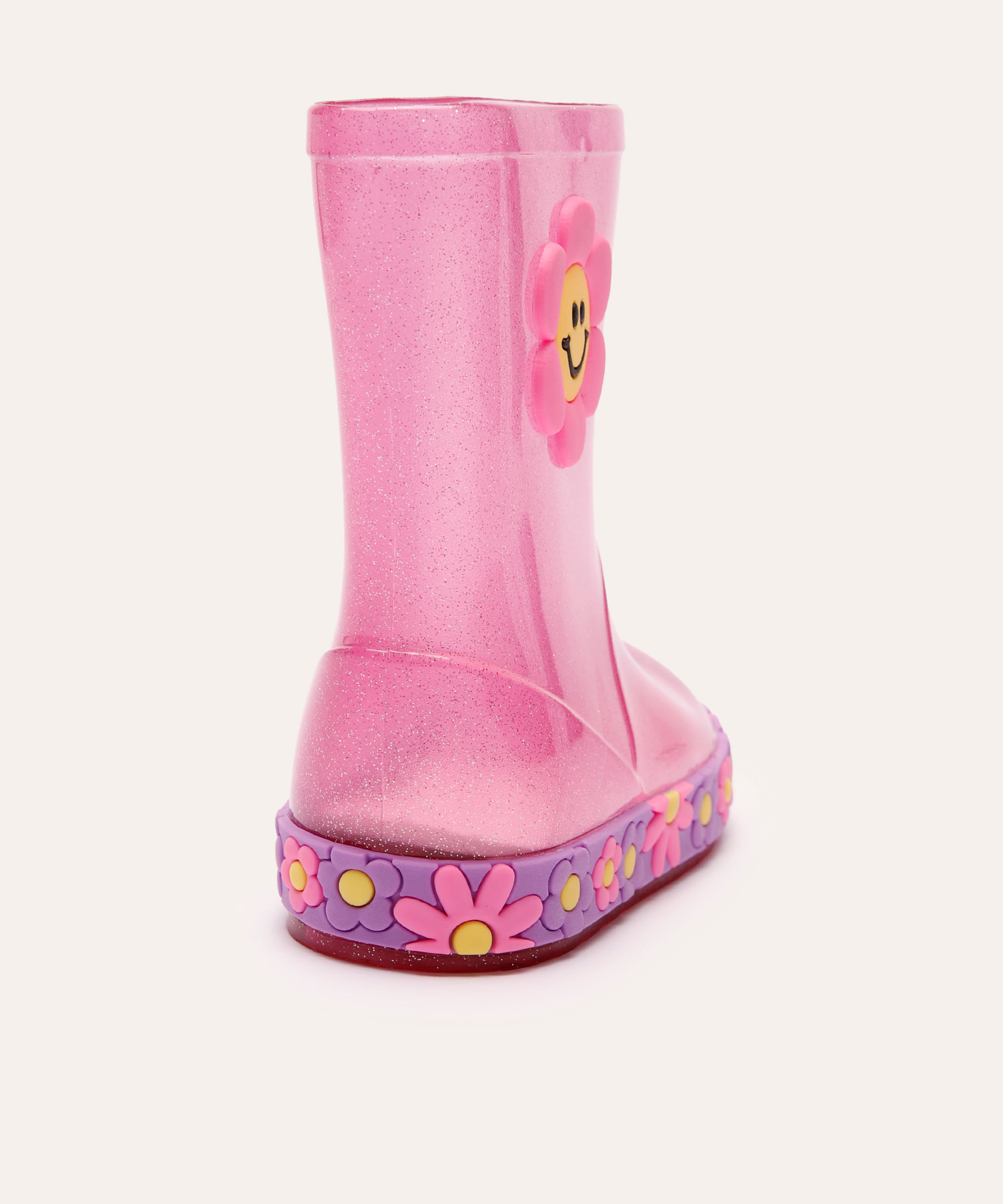 galocha infantil com glitter floral rosa