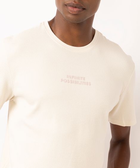 camiseta comfort masculina de algodão texturizada infinite possibilities off white