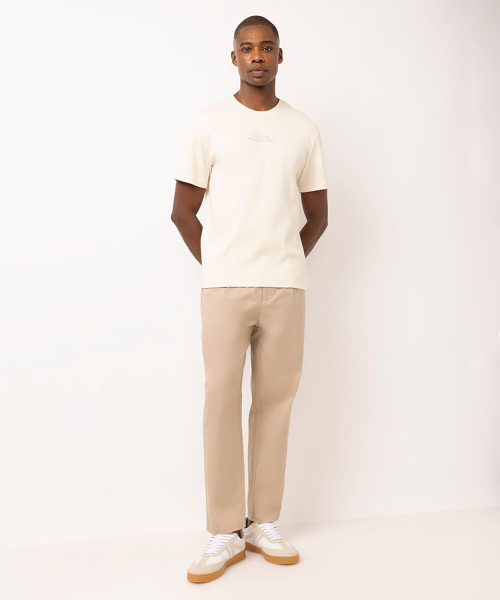 camiseta comfort masculina de algodão texturizada infinite possibilities off white