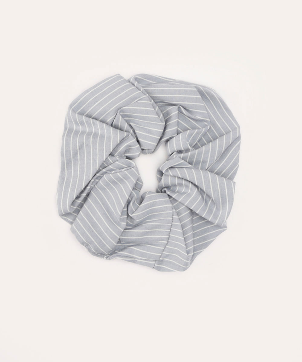 elástico de cabelo scrunchie listrado mindset azul