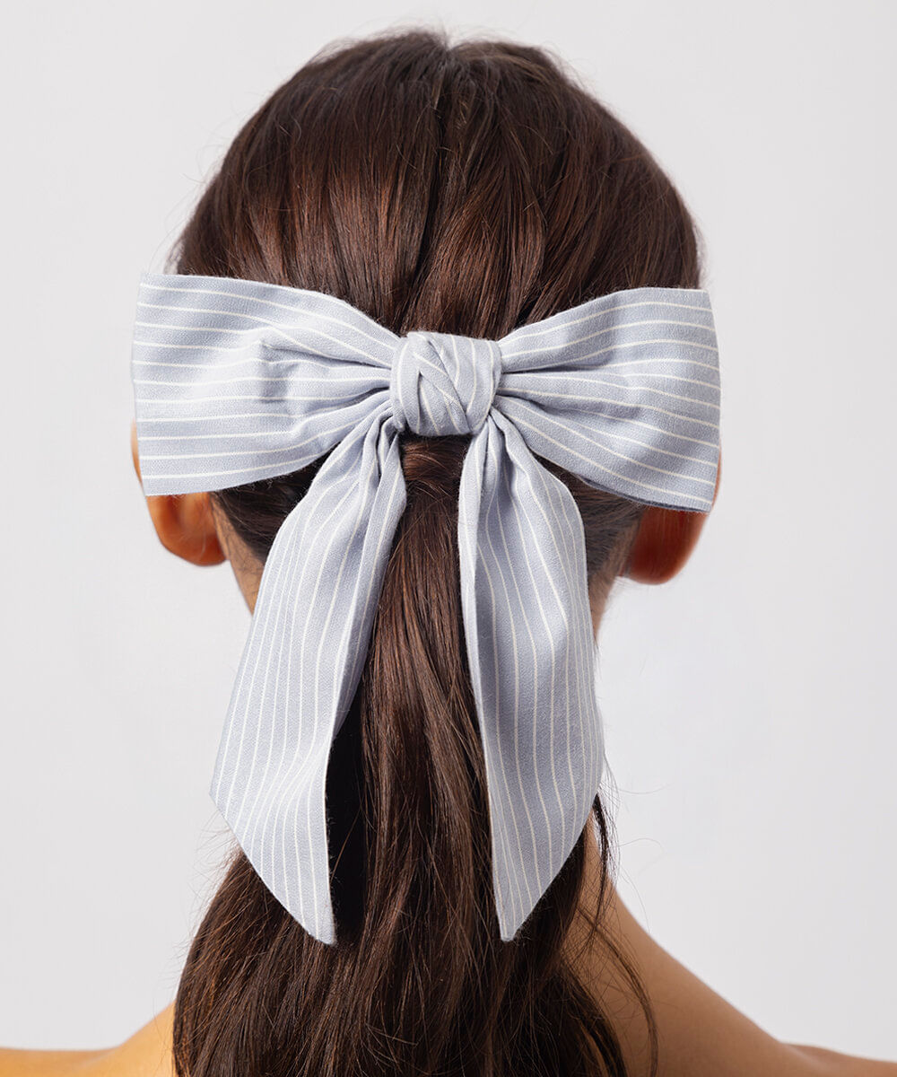 presilha de cabelo laço listrado mindset azul
