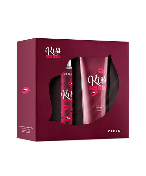 kit kiss you more deo colônia 30ml hidratante corporal  único