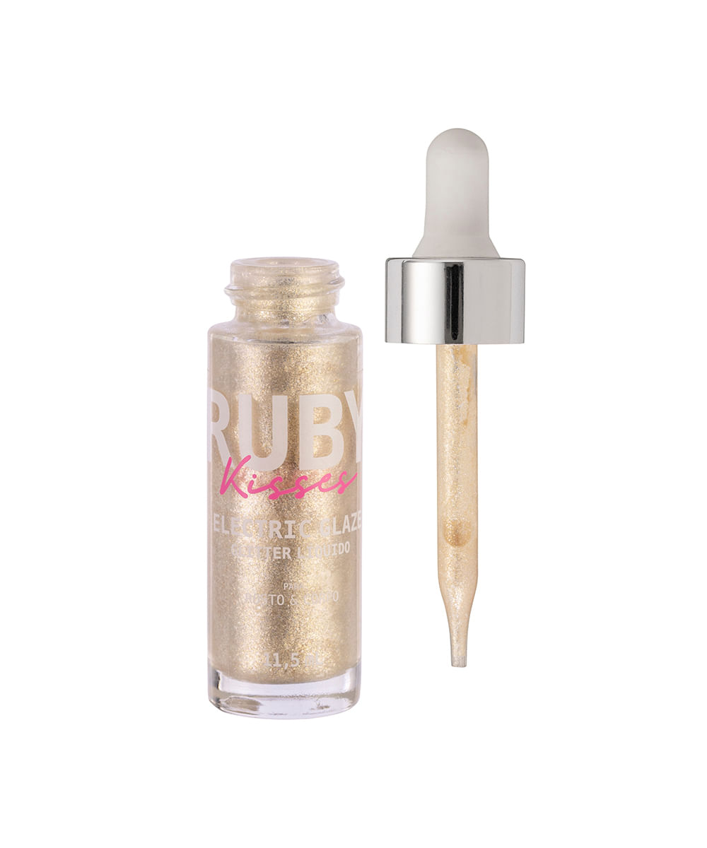 glitter ruby kisses líquido electric glaze champagne dourado