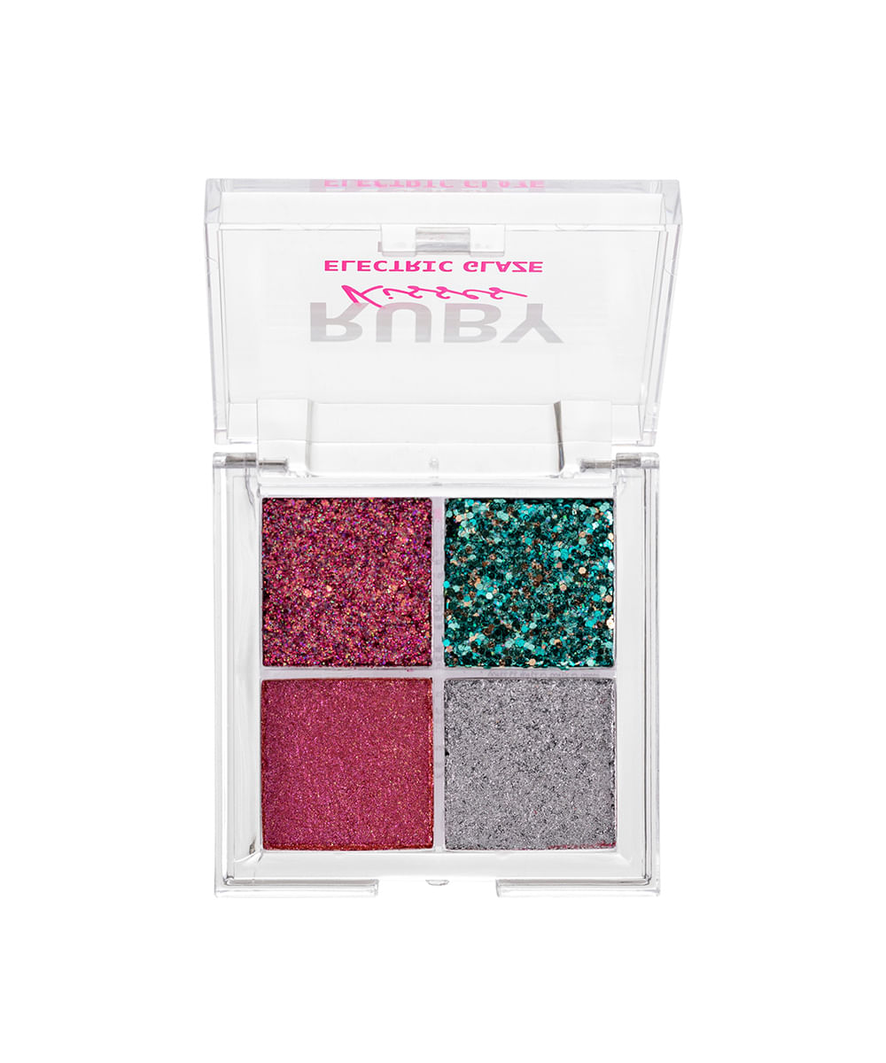 paleta ruby kisses de sombras glitter electric glaze fuchsia colorida