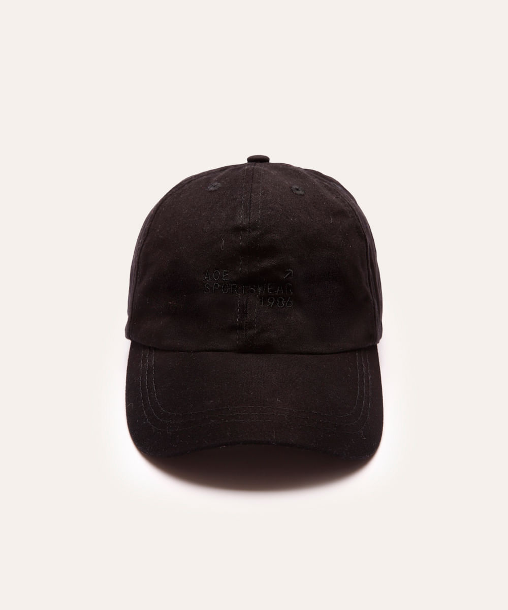 boné aba curva feminino com bordado preto