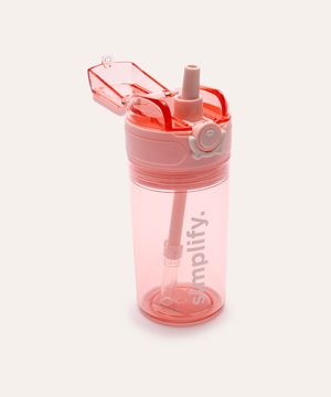 garrafa wolff com canudo porta snack e alça 450ml rosa