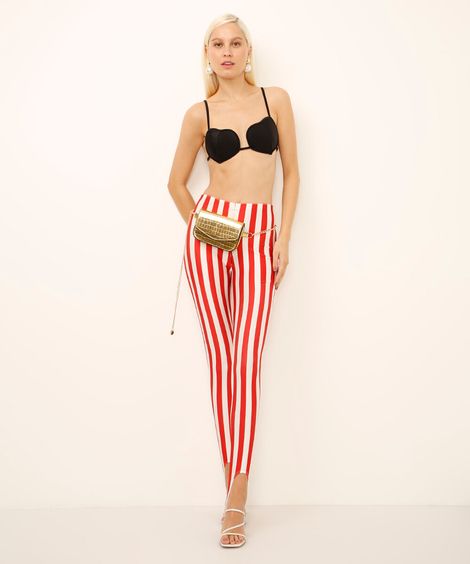 calça legging fusô listrada vermelha