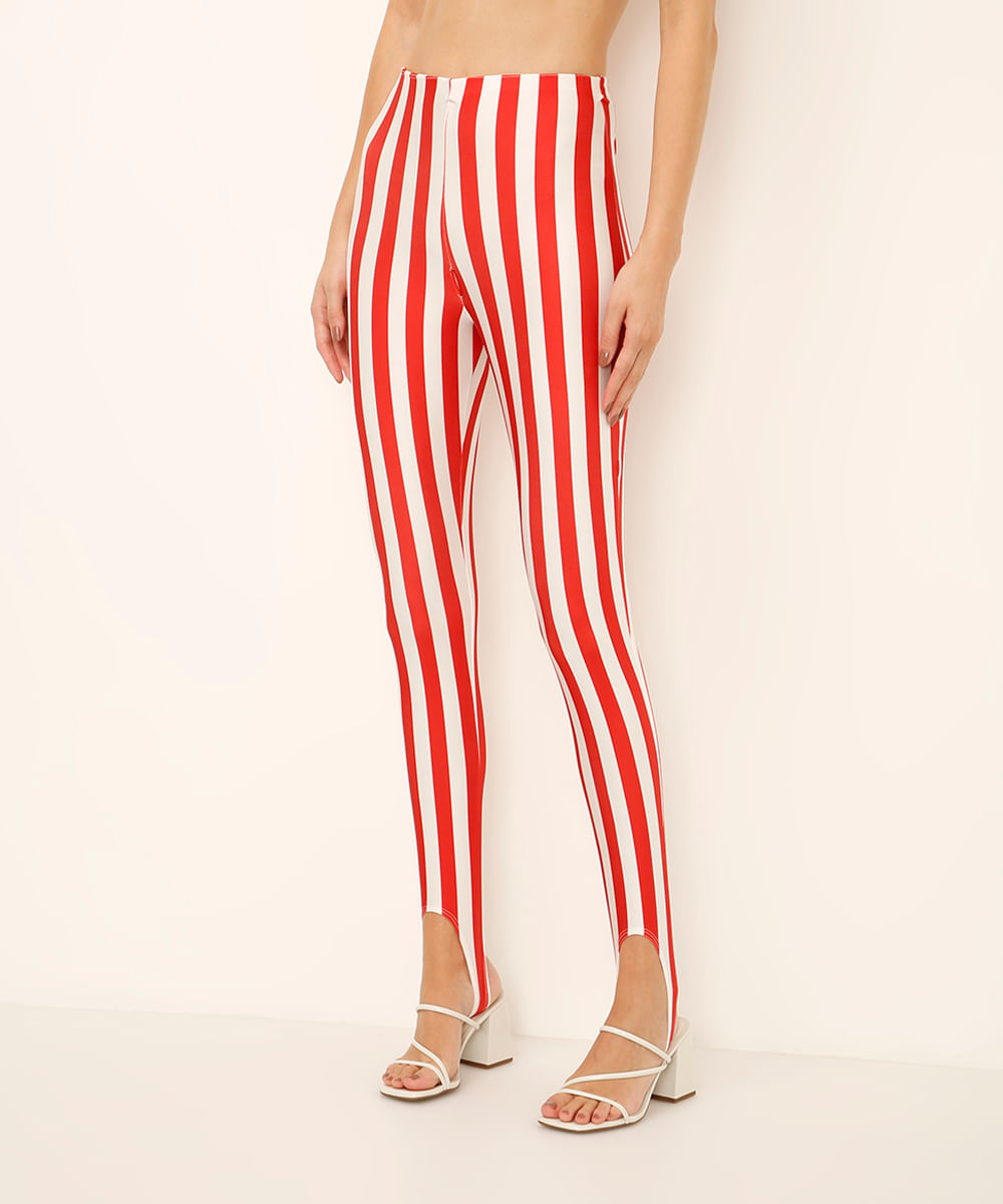 calça legging fusô listrada vermelha