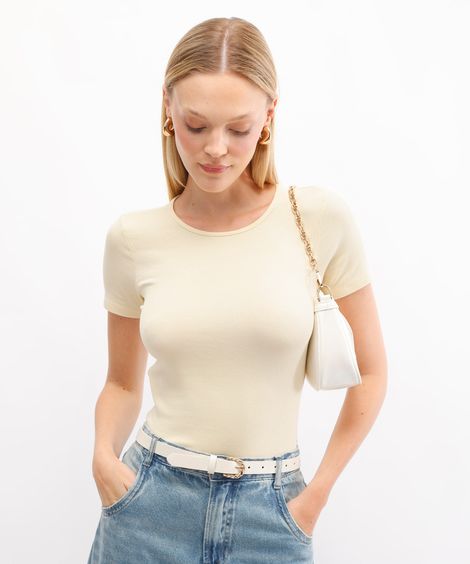blusa feminina de viscose manga curta amarela
