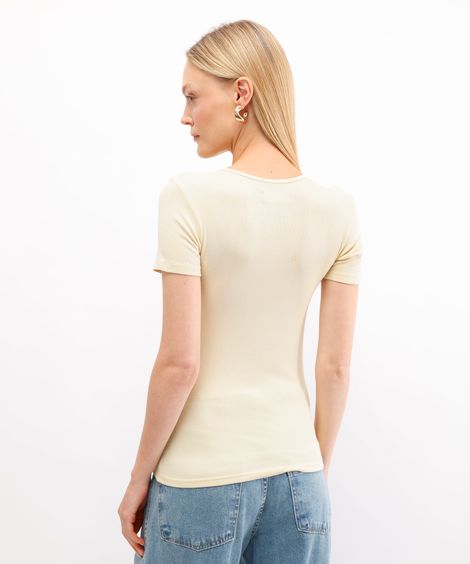 blusa feminina de viscose manga curta amarela