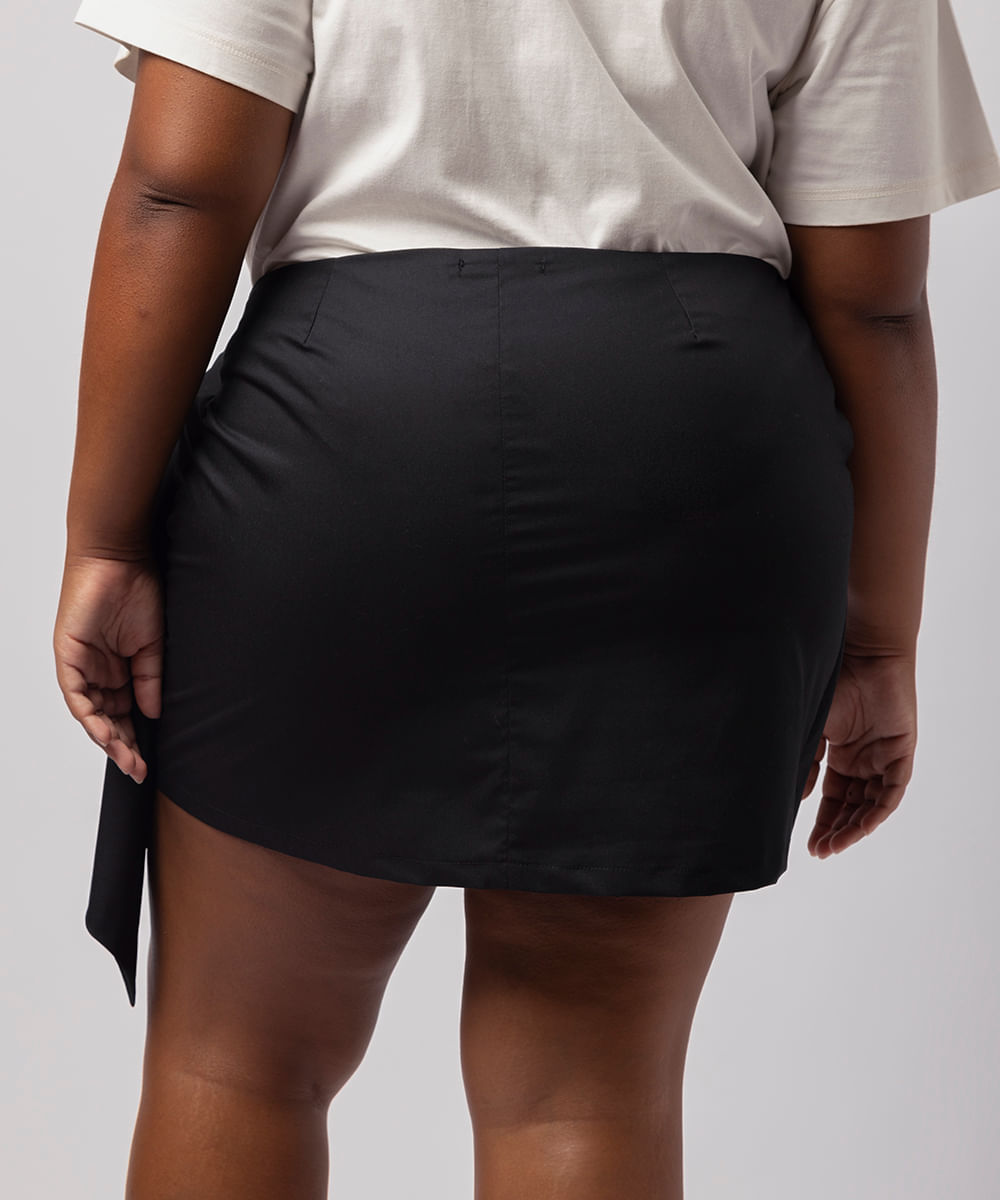 saia curta feminina com laço mindset lo de lui plus size preta