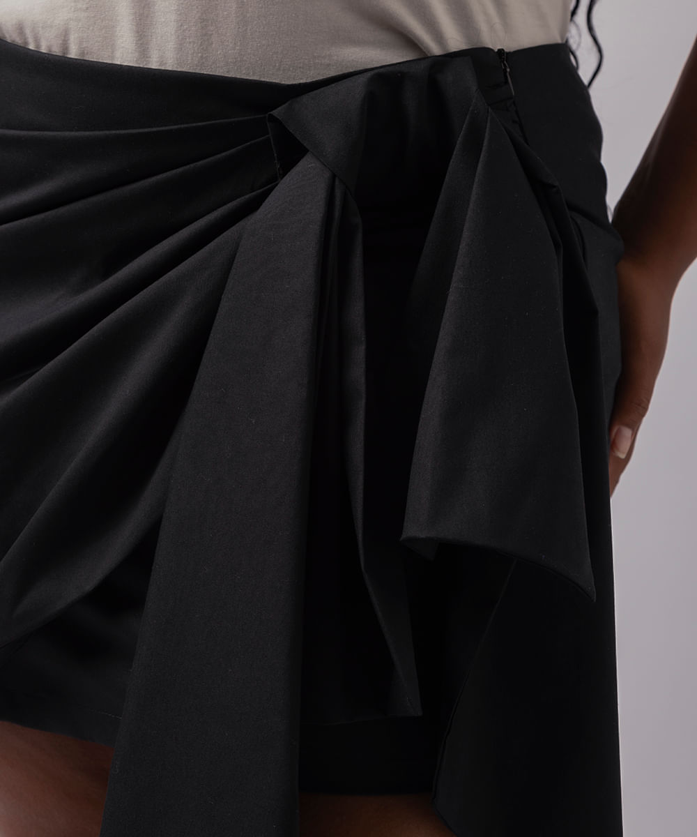 saia curta feminina com laço mindset lo de lui plus size preta