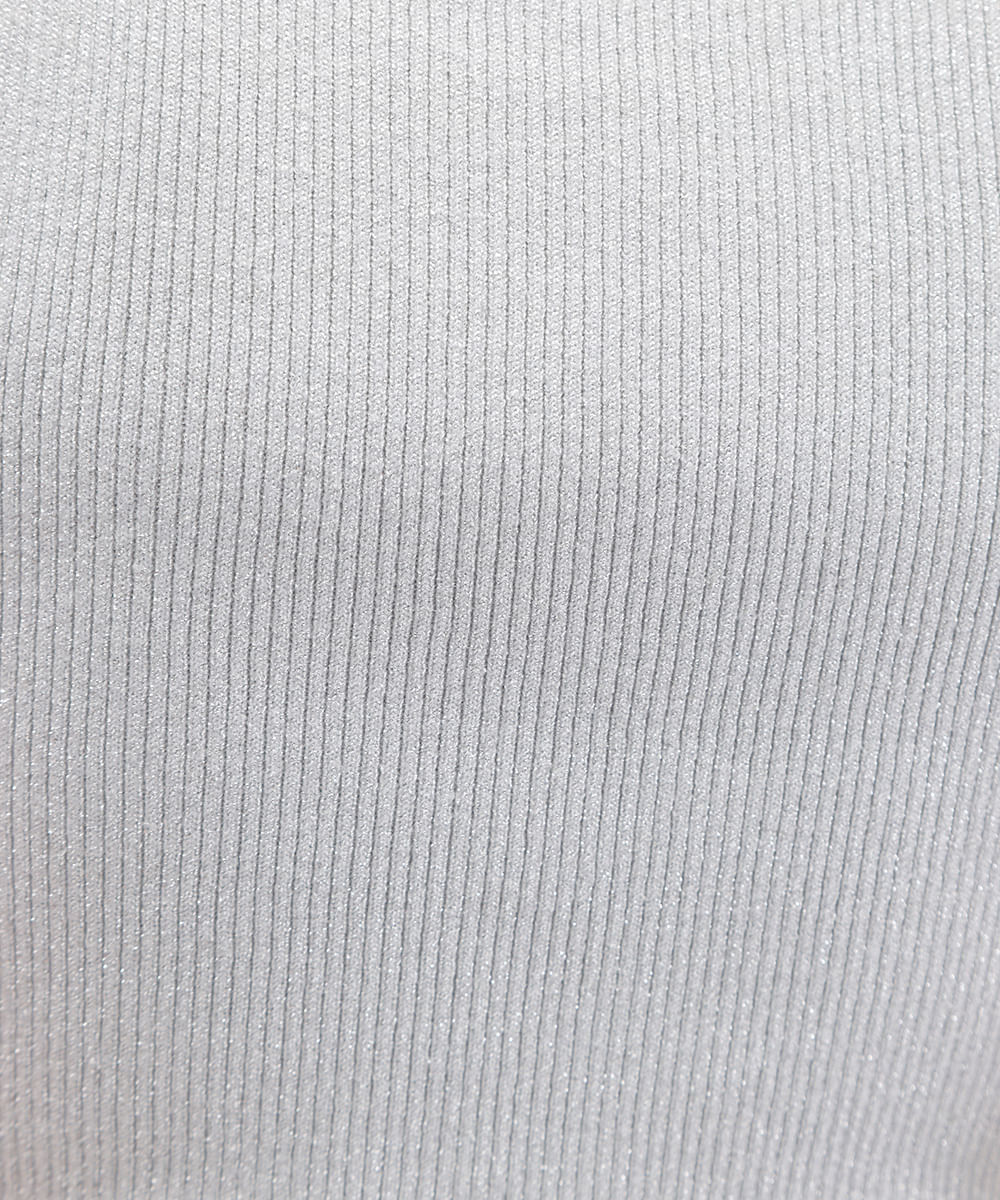 cropped de tricot com lurex canelado prateado