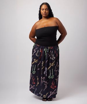 vestido midi feminino laços mindset lo de lui plus size preto