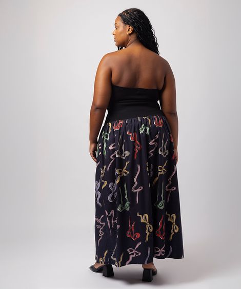 vestido midi feminino laços mindset lo de lui plus size preto