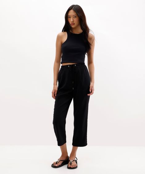 calça jogger feminina cós elástico preta