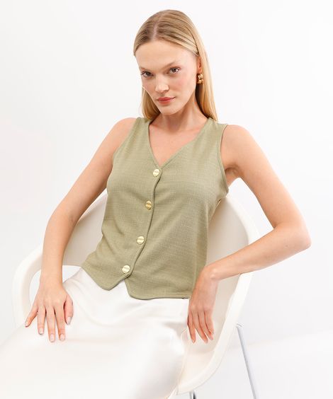 colete feminino texturizado verde