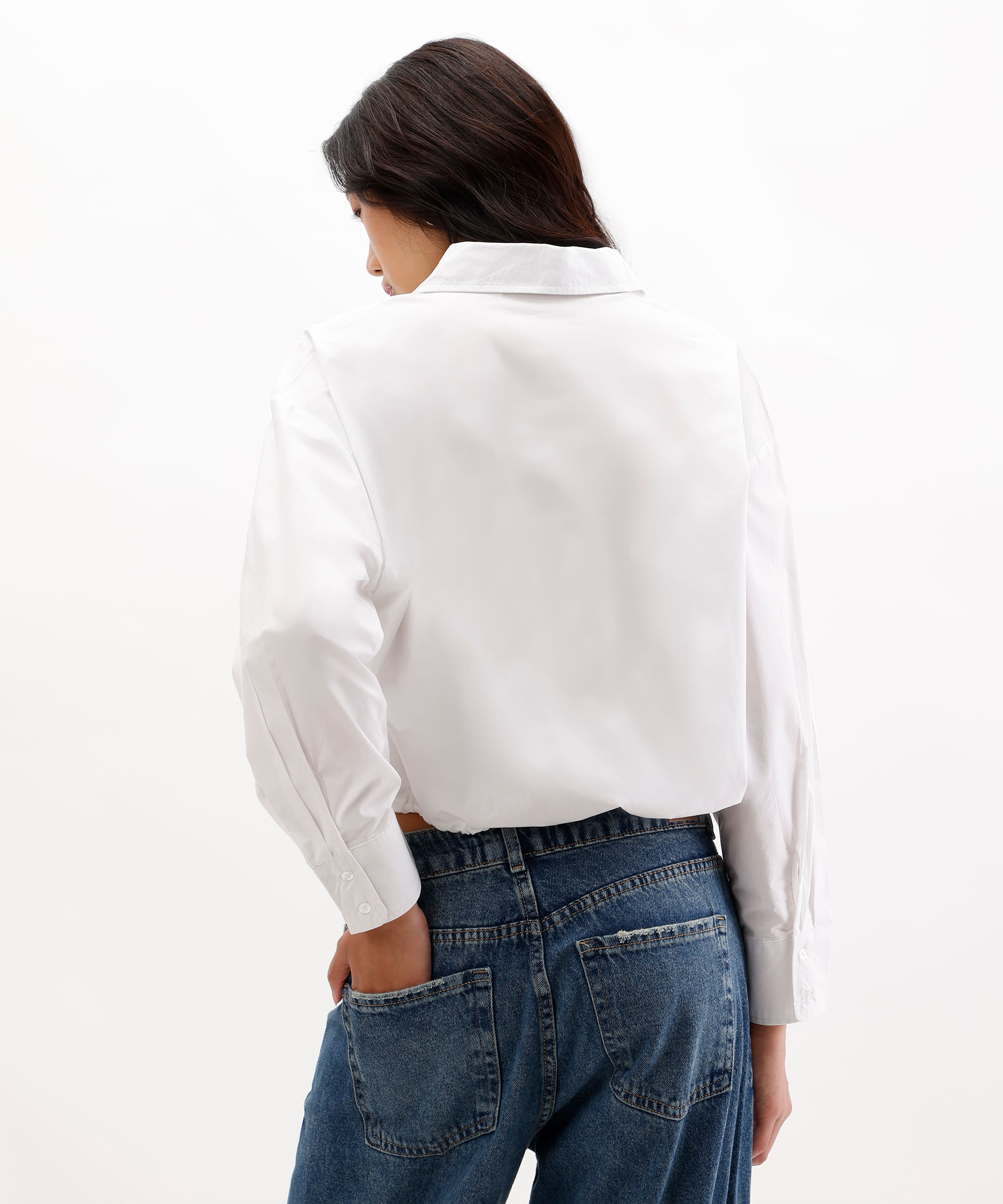 camisa feminina de algodão amarração na barra off white