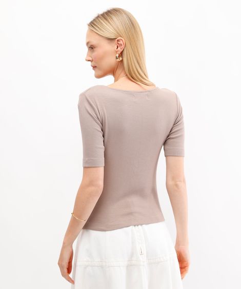 blusa feminina de viscose canelada bege