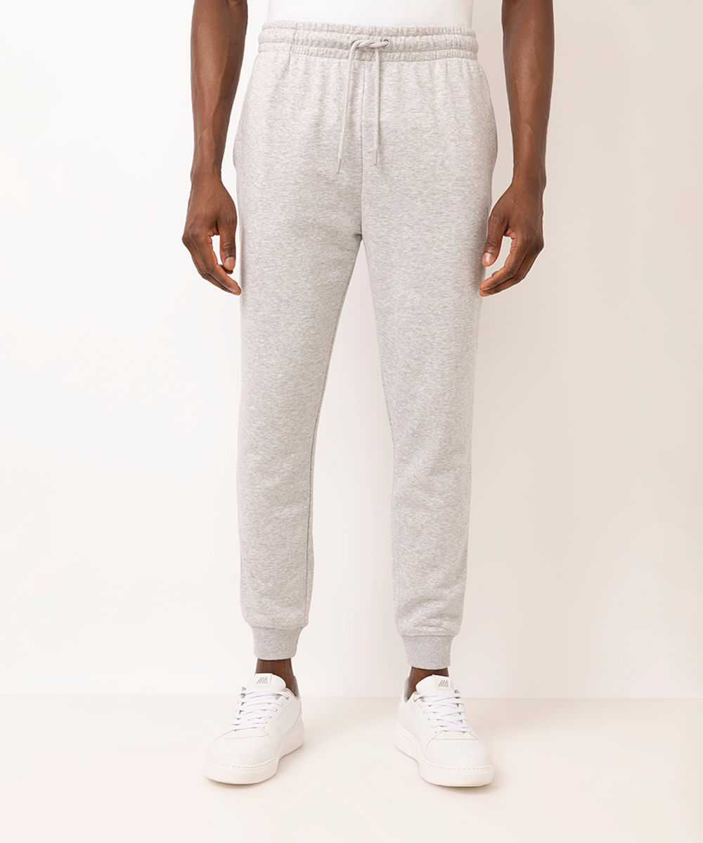 calça jogger masculina de moletom básico cinza