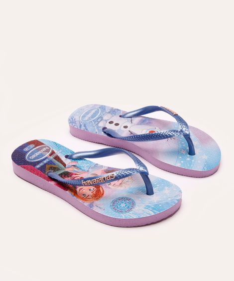 chinelo havaianas infantil slim princesas roxo