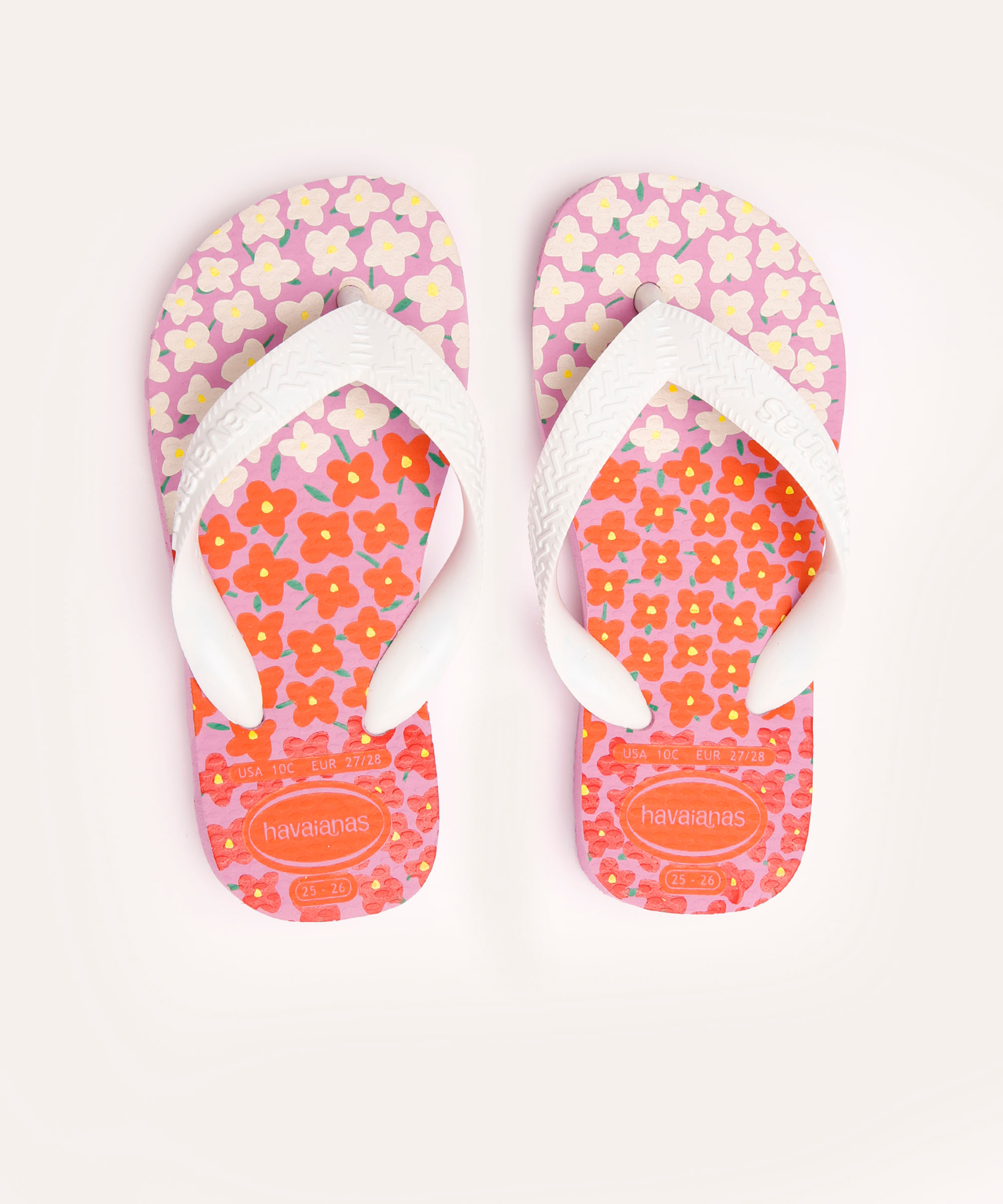 chinelo havaianas infantil floral branco