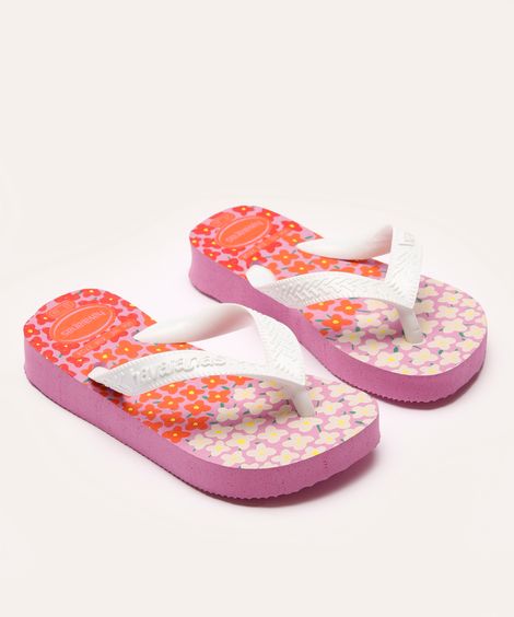 chinelo havaianas infantil floral branco