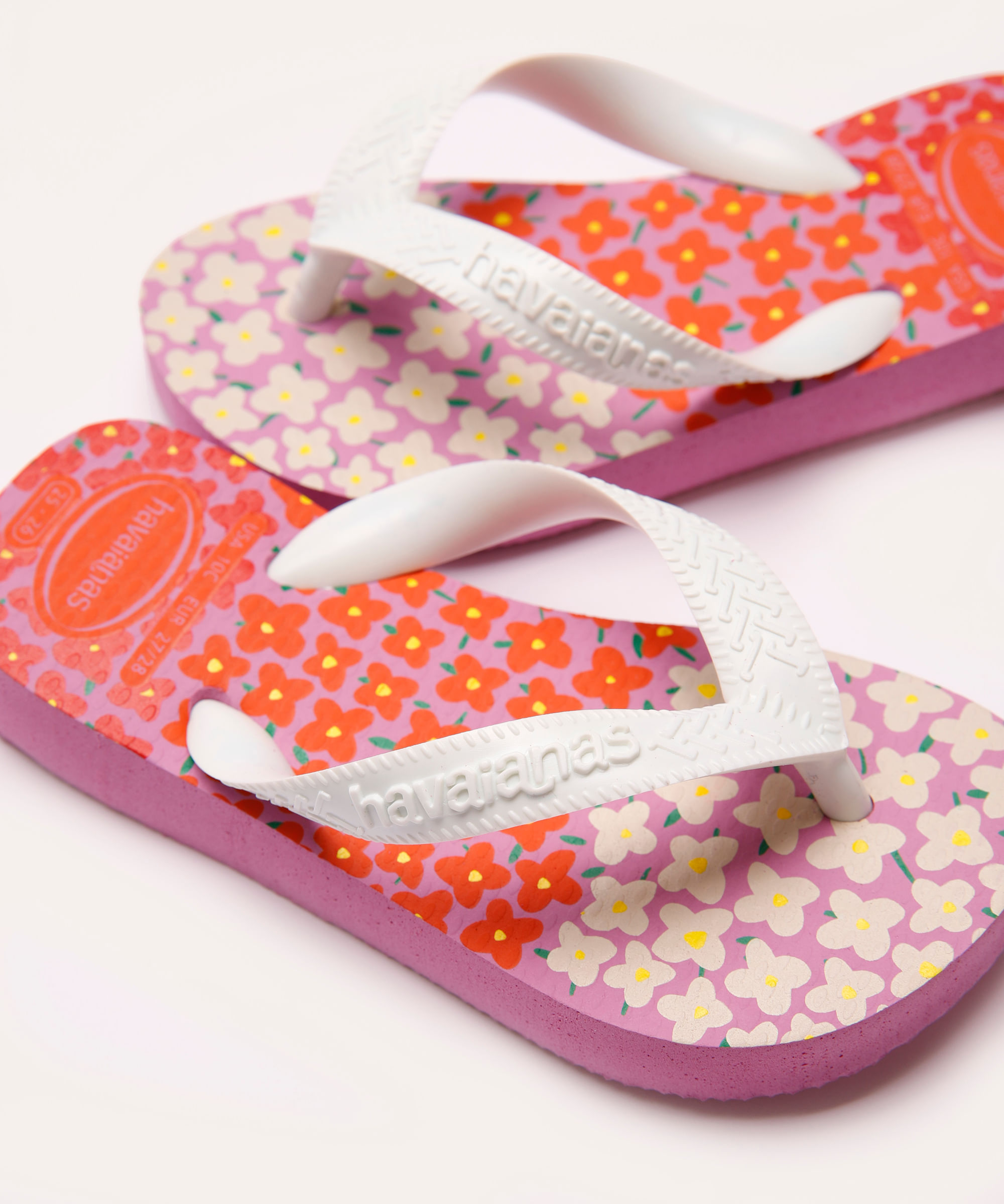 chinelo havaianas infantil floral branco
