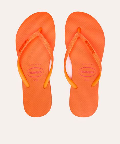 chinelo havaianas feminino slim com glitter laranja