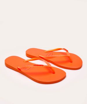 chinelo havaianas feminino slim com glitter laranja