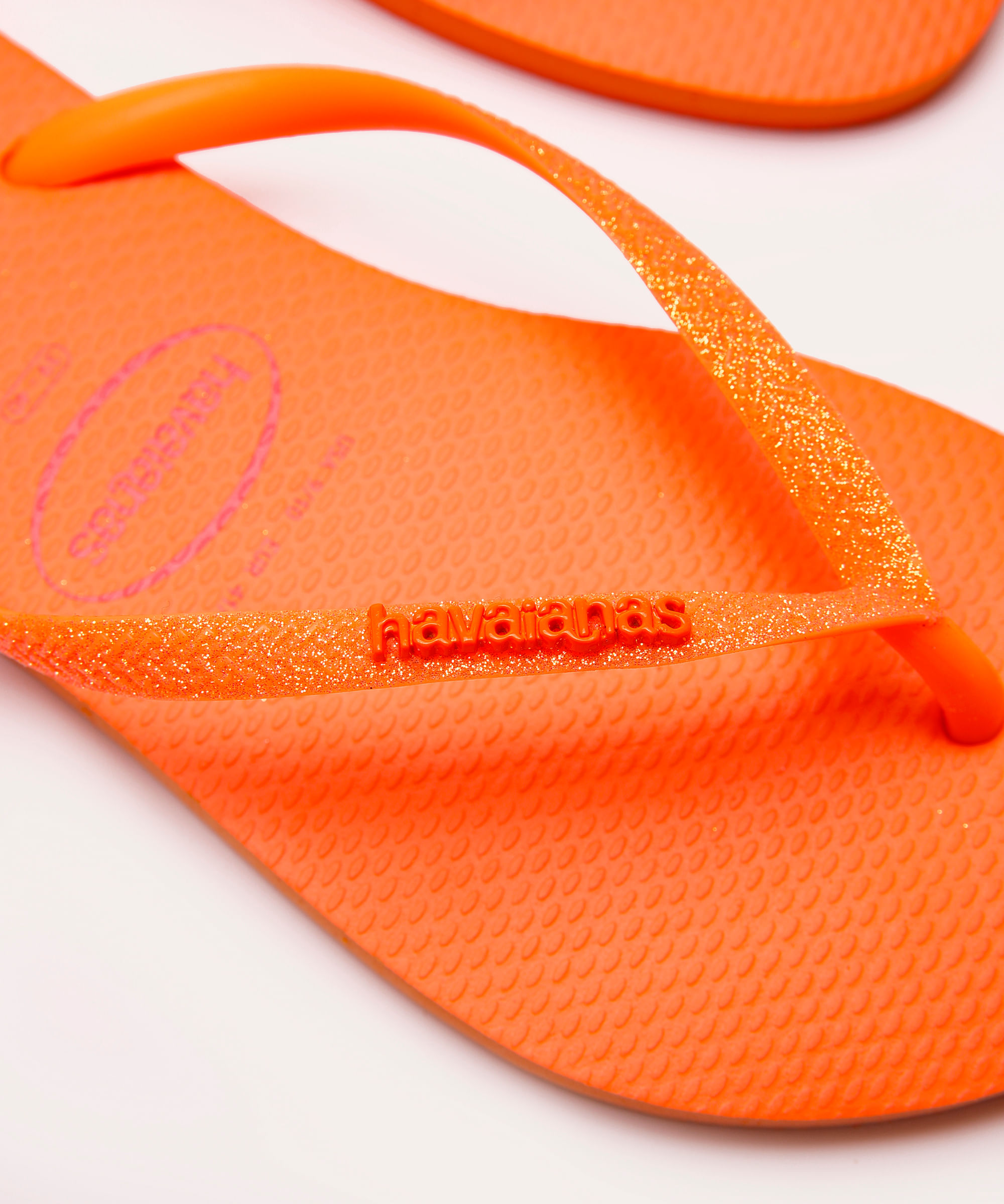 chinelo havaianas feminino slim com glitter laranja
