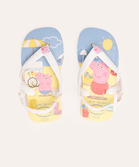 chinelo havaianas infantil peppa pig branco